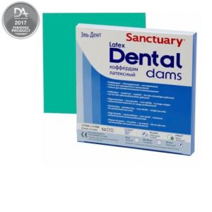Коффердам Latex Dental Dams, зеленого цвета с ароматом мяты, средний, размеры 152мм. х 152мм., 36шт (упак.), SANCTUARY