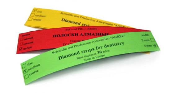 Штрипсы алмазные Агри 4мм, 50мкм мелкие желтые (5шт)