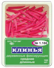ТОР-1.186 Клинья деревянные средние длинные (розовые) 100 шт.