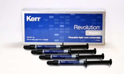Revolution Formula 2, Эмаль A4 (4 шприца по 1гр + 20 насадок), жидкий композитный материал, 29497, Kerr
