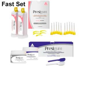 Presigum Fast Set НАБОР-материал оттискной гидрофильный А-силиконовый (Винилполисилоксан): Presigum Putty Kit Base Fast Set (250мл+ 250мл), Presigum Light Body Fastl Set 2х50мл, насадки для смешивания, President Dental (Германия)